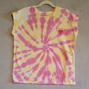 Cat & Jack Kids Tie-Dye Heart T-Shirt-Pink and Yellow Size L